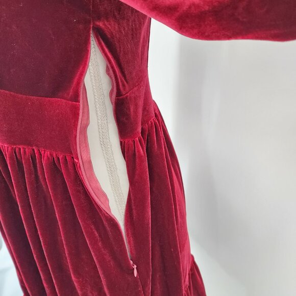 HALARA Deep V Neck Ruffled Hem Velvet Cranberry Red Mini Party Dress XS NWT - Picture 7 of 11